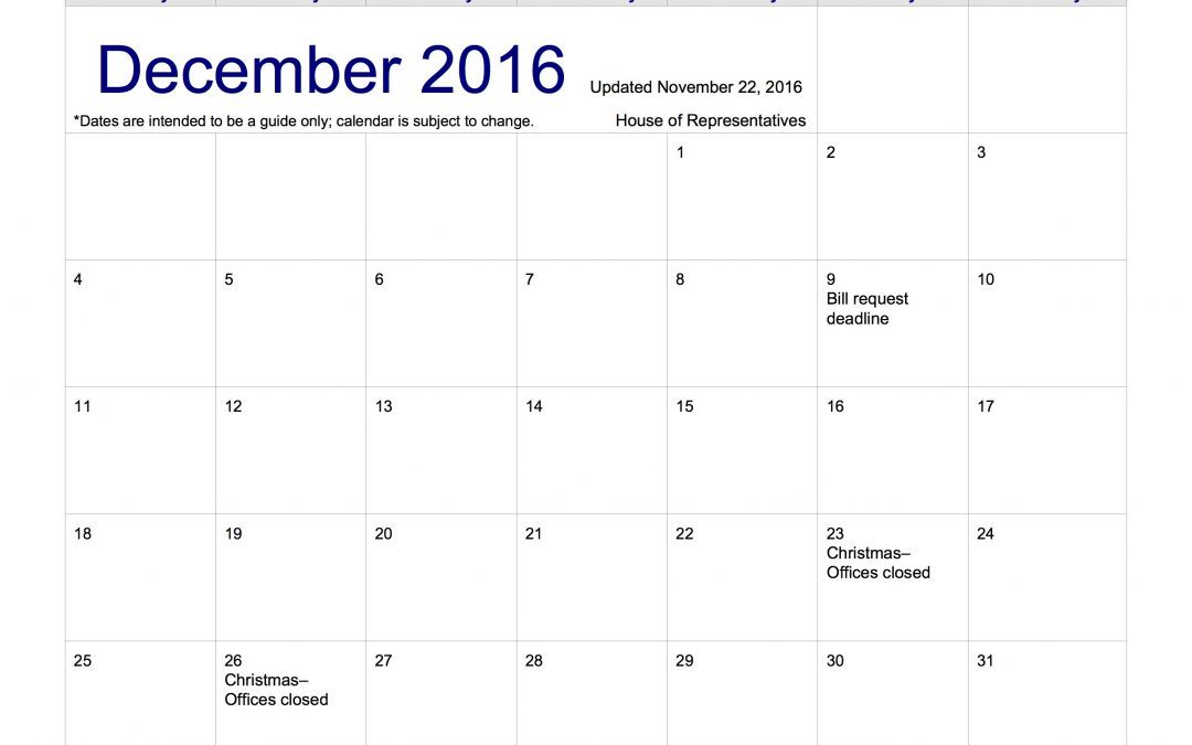 House Session Calendar